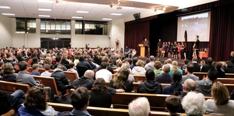 Photo of prizegiving audience in auditorium